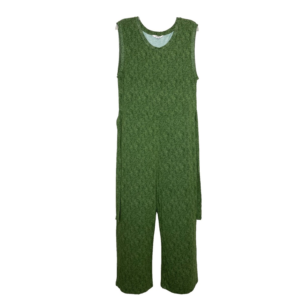 STEVE MADDEN Jumpsuit Women XL Green Multicolor Sleeveless Waist Tie Relaxed